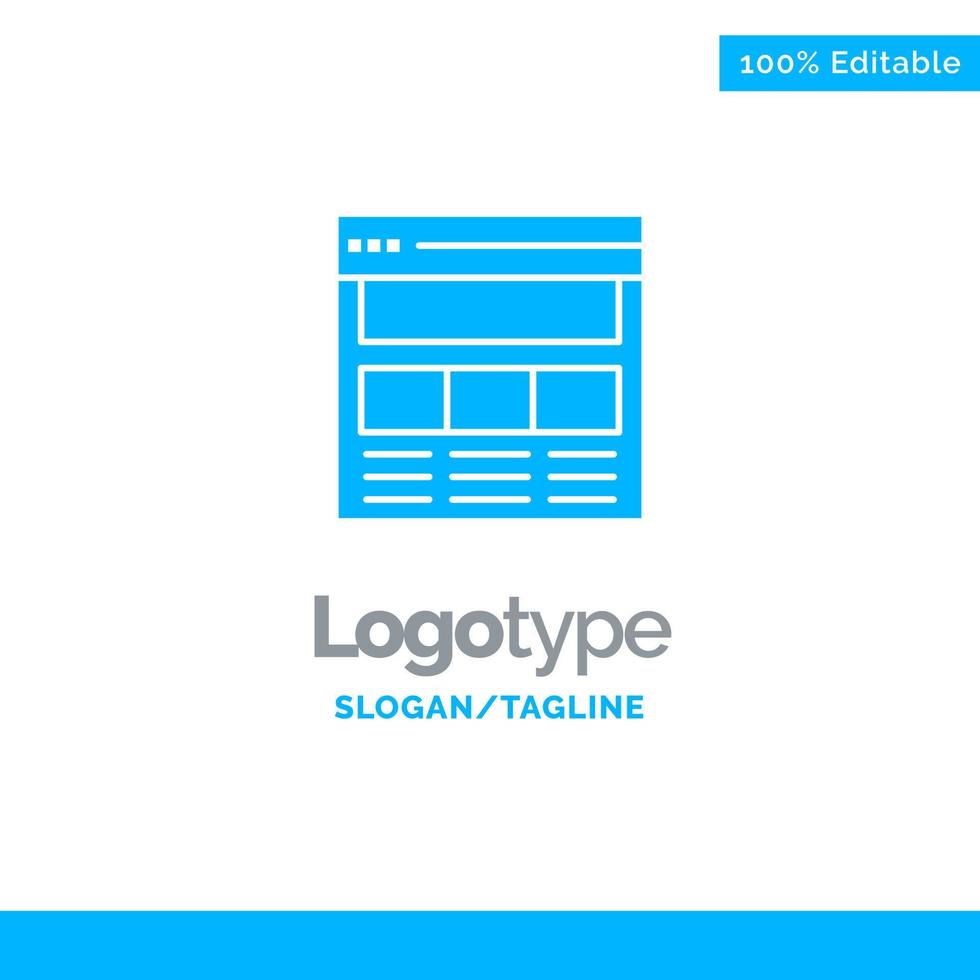 sitio web página interfaz web en línea azul sólido logotipo plantilla lugar para eslogan vector