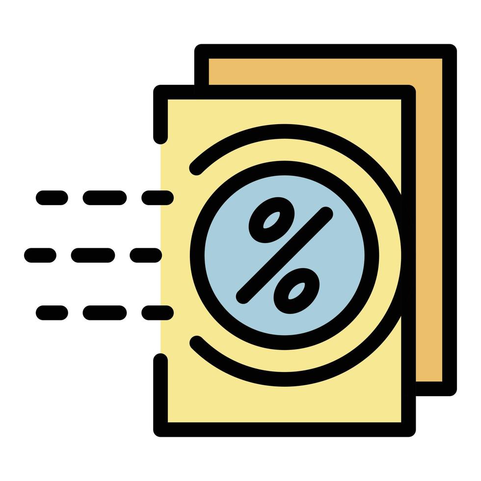 Lease percent papers icon color outline vector