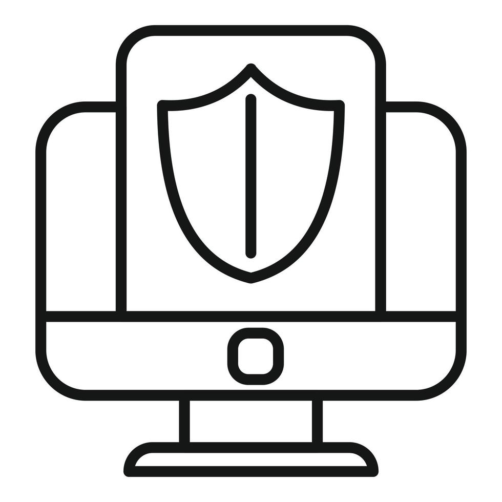 Computer privacy icon outline vector. Data protect vector