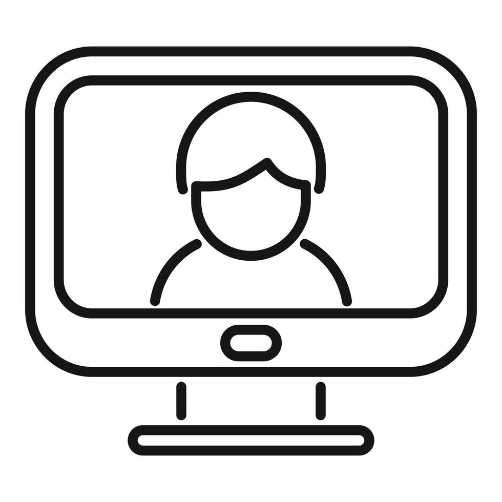 Monitor assistant icon outline vector. Office service vector