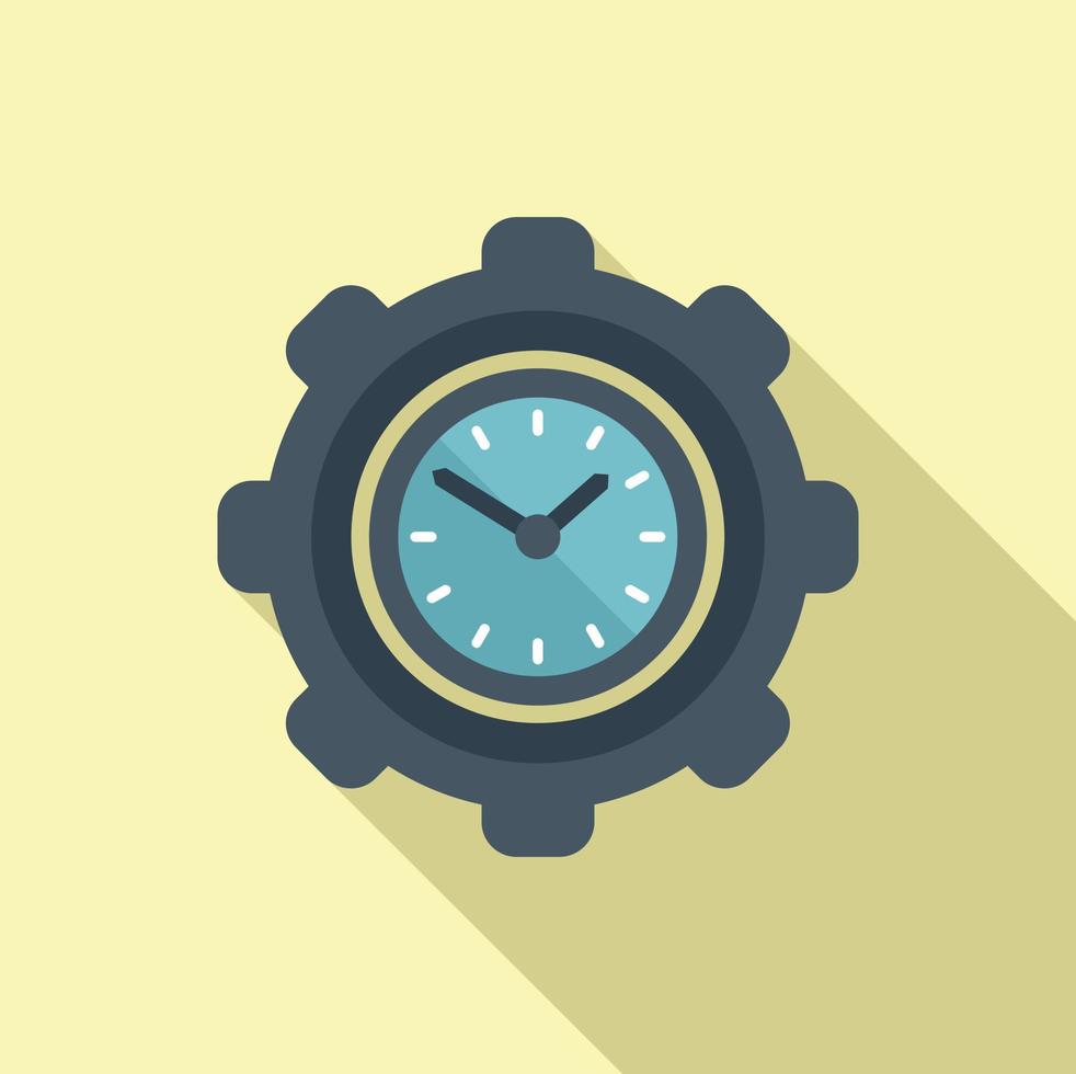 vector plano de icono de tiempo de engranaje. proyecto de reloj