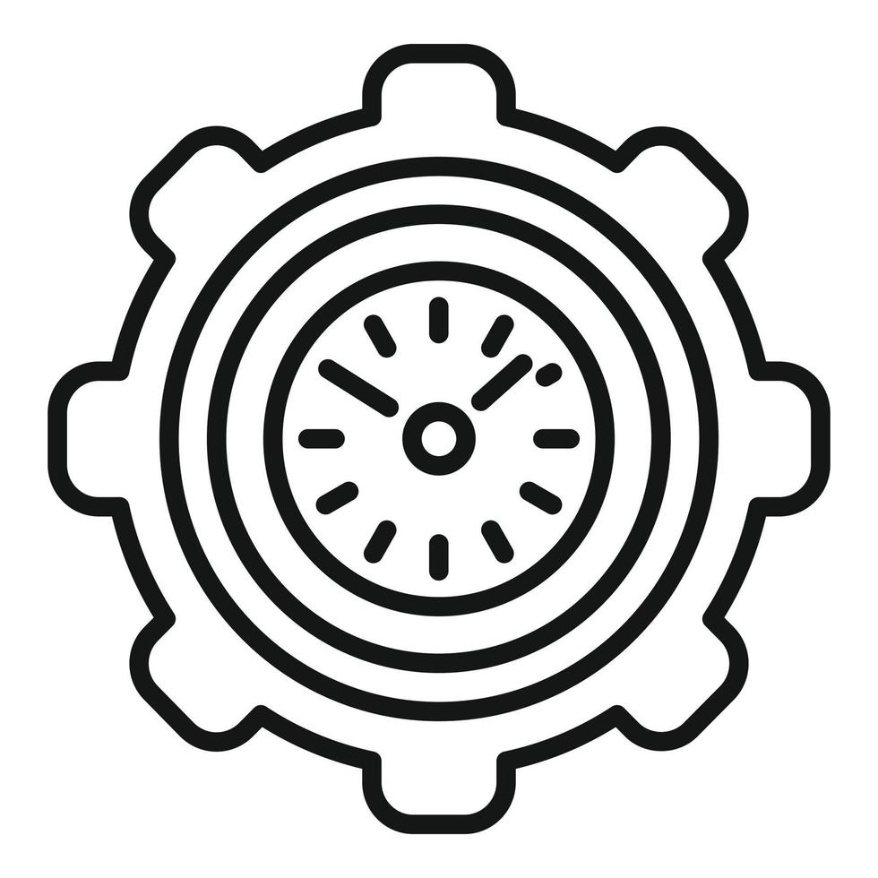 vector de contorno de icono de tiempo de engranaje. proyecto de reloj