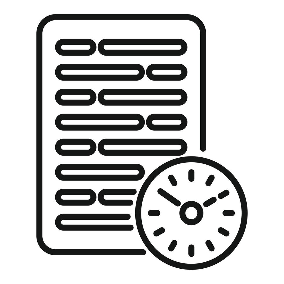 vector de contorno de icono de tiempo de papel. proyecto de reloj