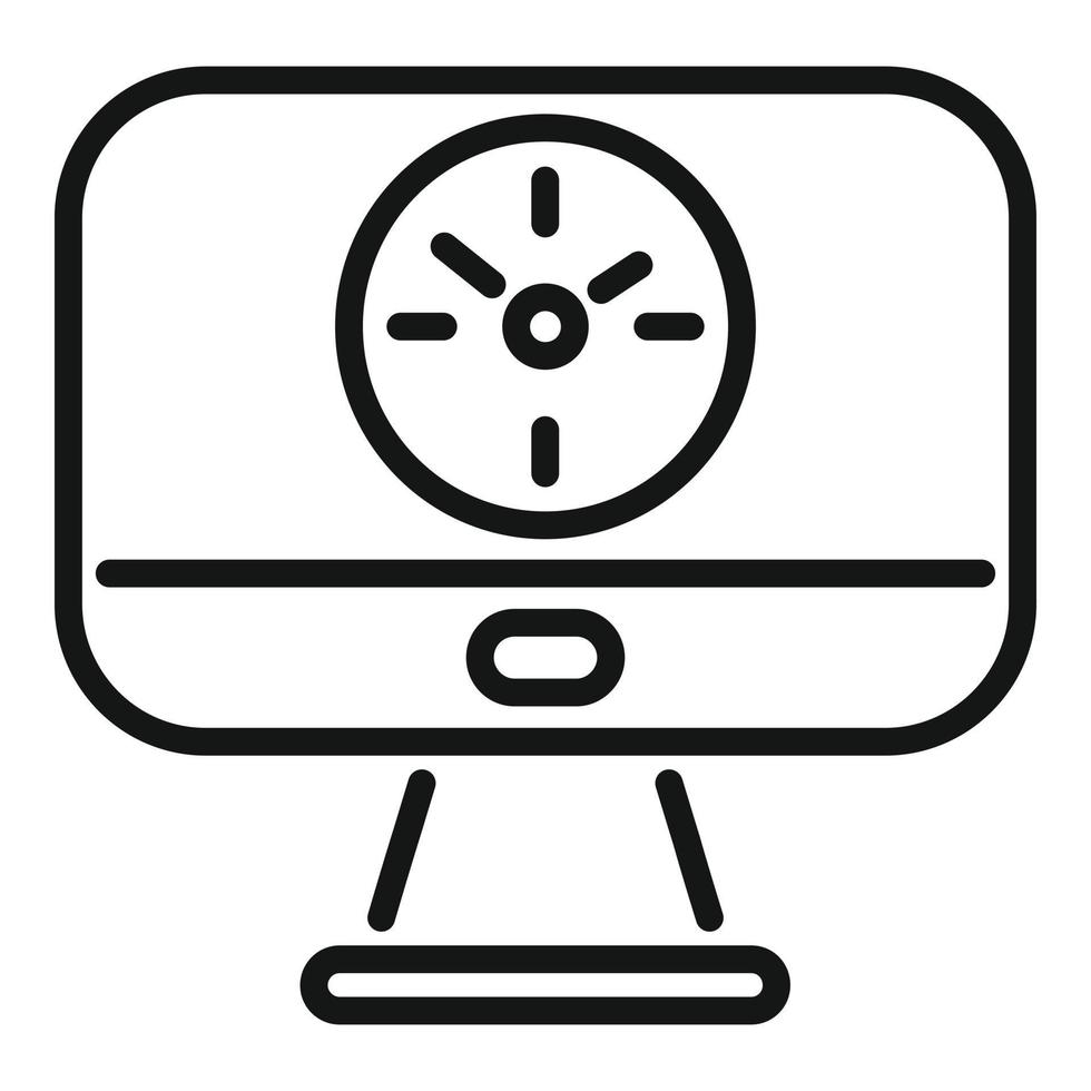 vector de contorno de icono de reloj de monitor. proyecto de trabajo