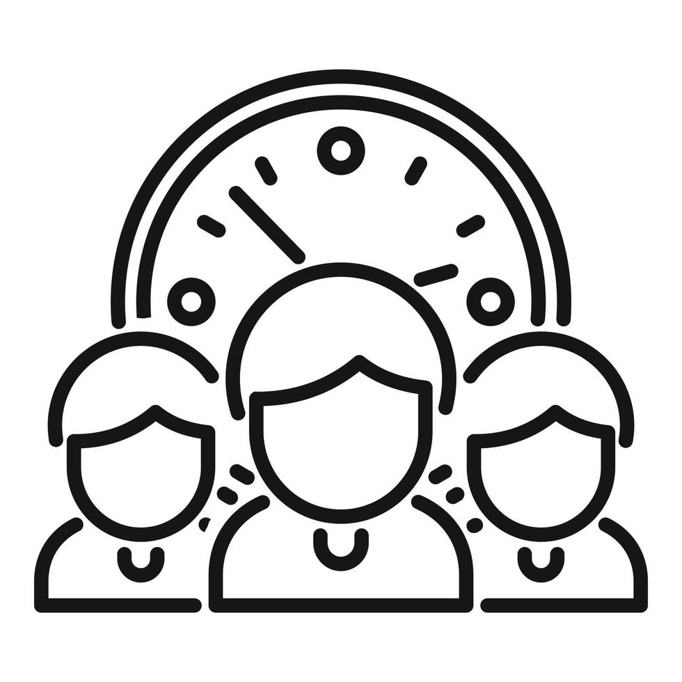 vector de contorno de icono de gestión de tiempo de personas. proyecto de negocio