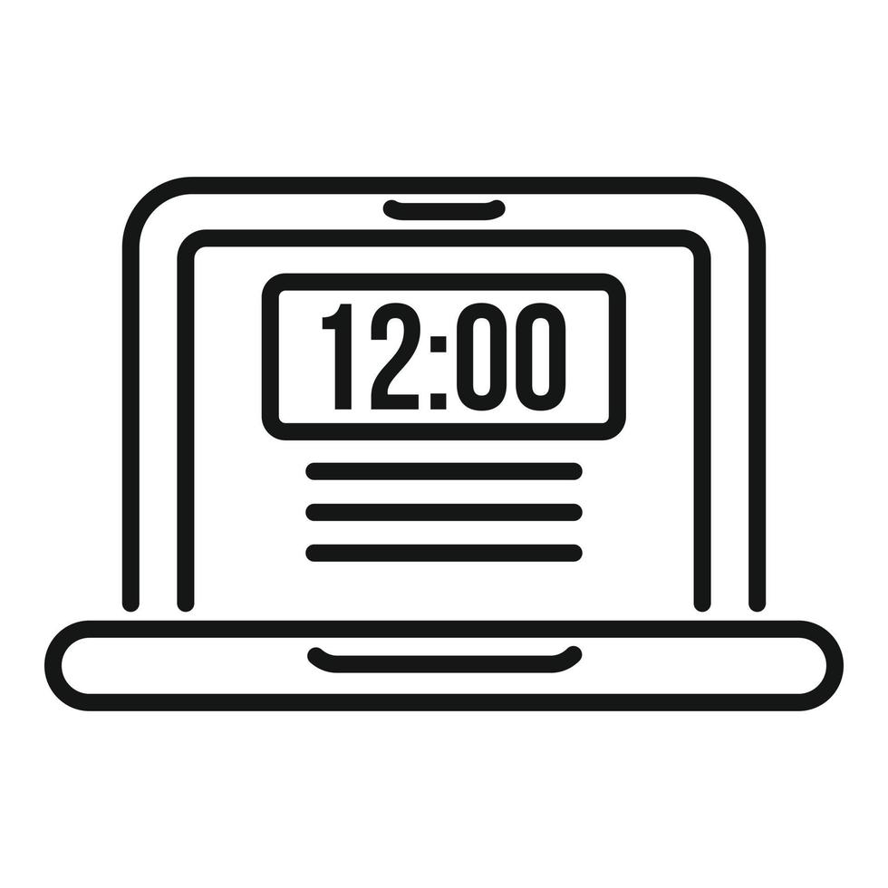 Laptop time icon outline vector. Clock project vector