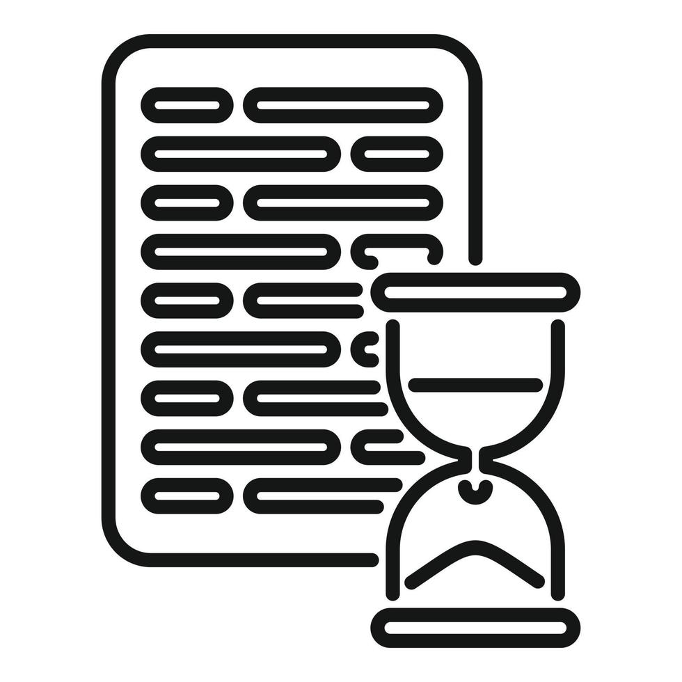 Hourglass paper icon outline vector. Control task vector