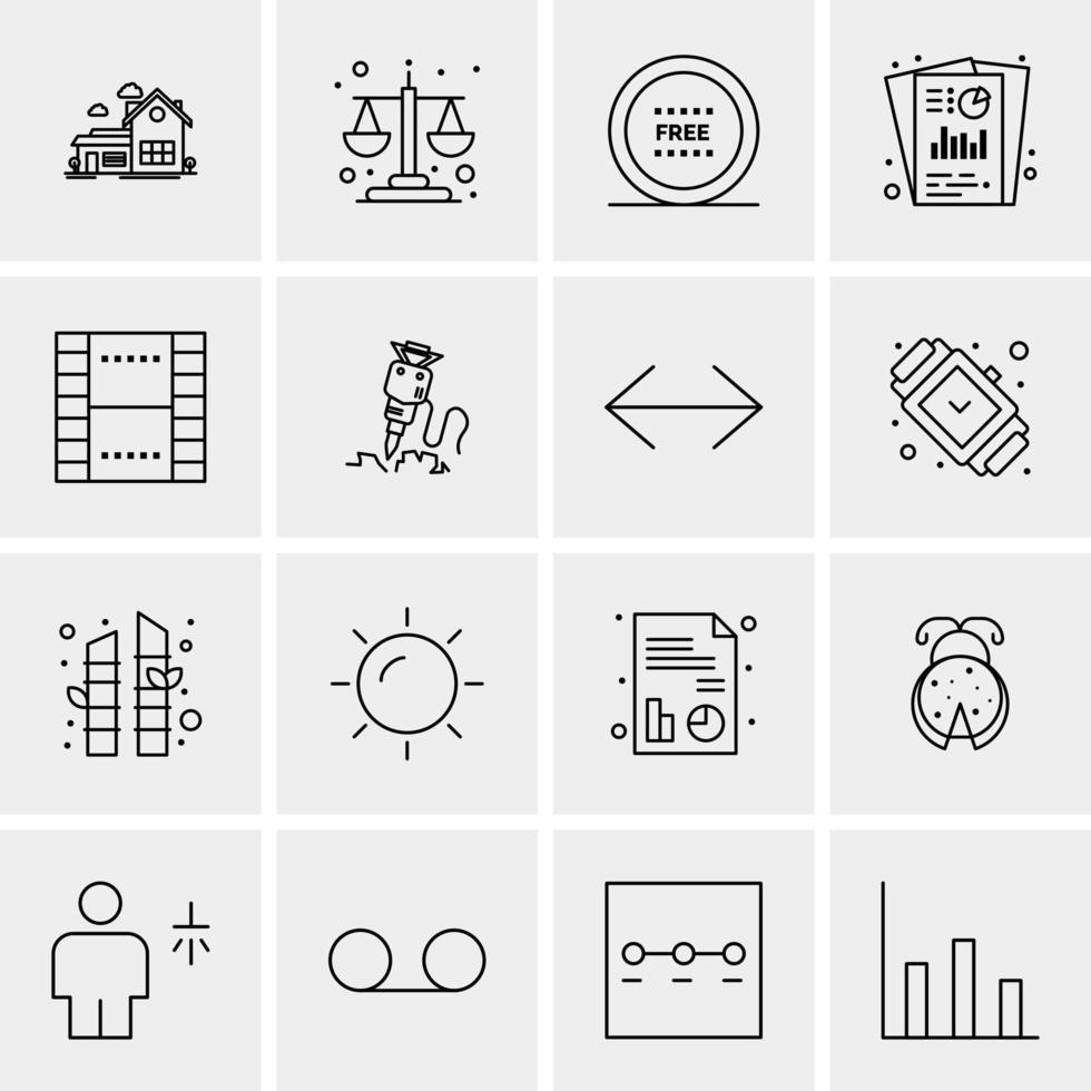 16 iconos de negocios universales vector ilustración de icono creativo para usar en proyectos relacionados con la web y dispositivos móviles