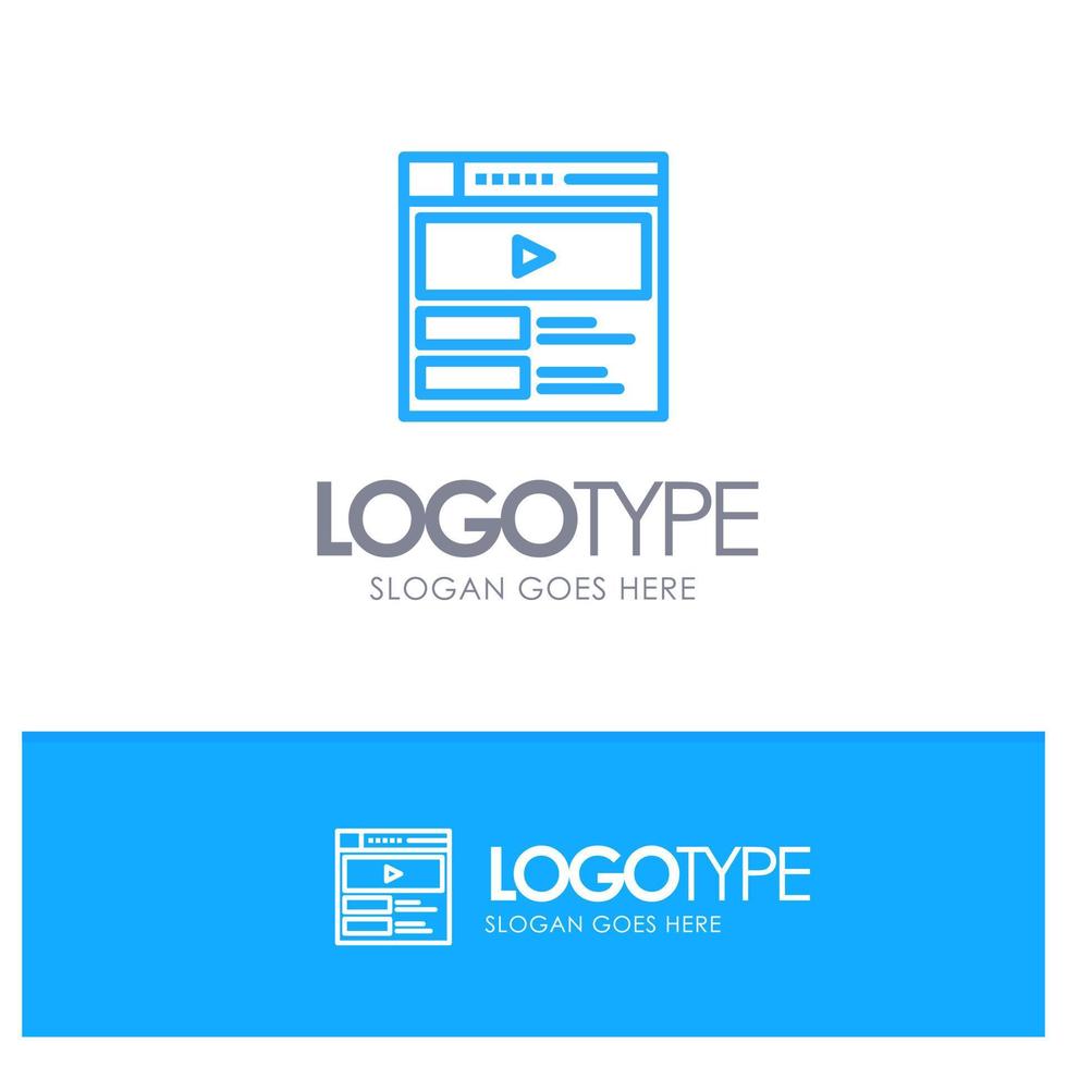 video reproductor de video sitio web logotipo de contorno azul con lugar para el eslogan vector