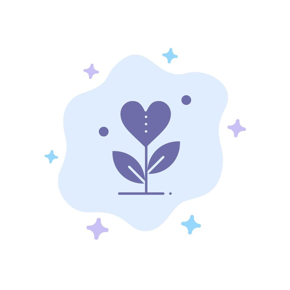 Gratitude Grow Growth Heart Love Blue Icon on Abstract Cloud Background vector