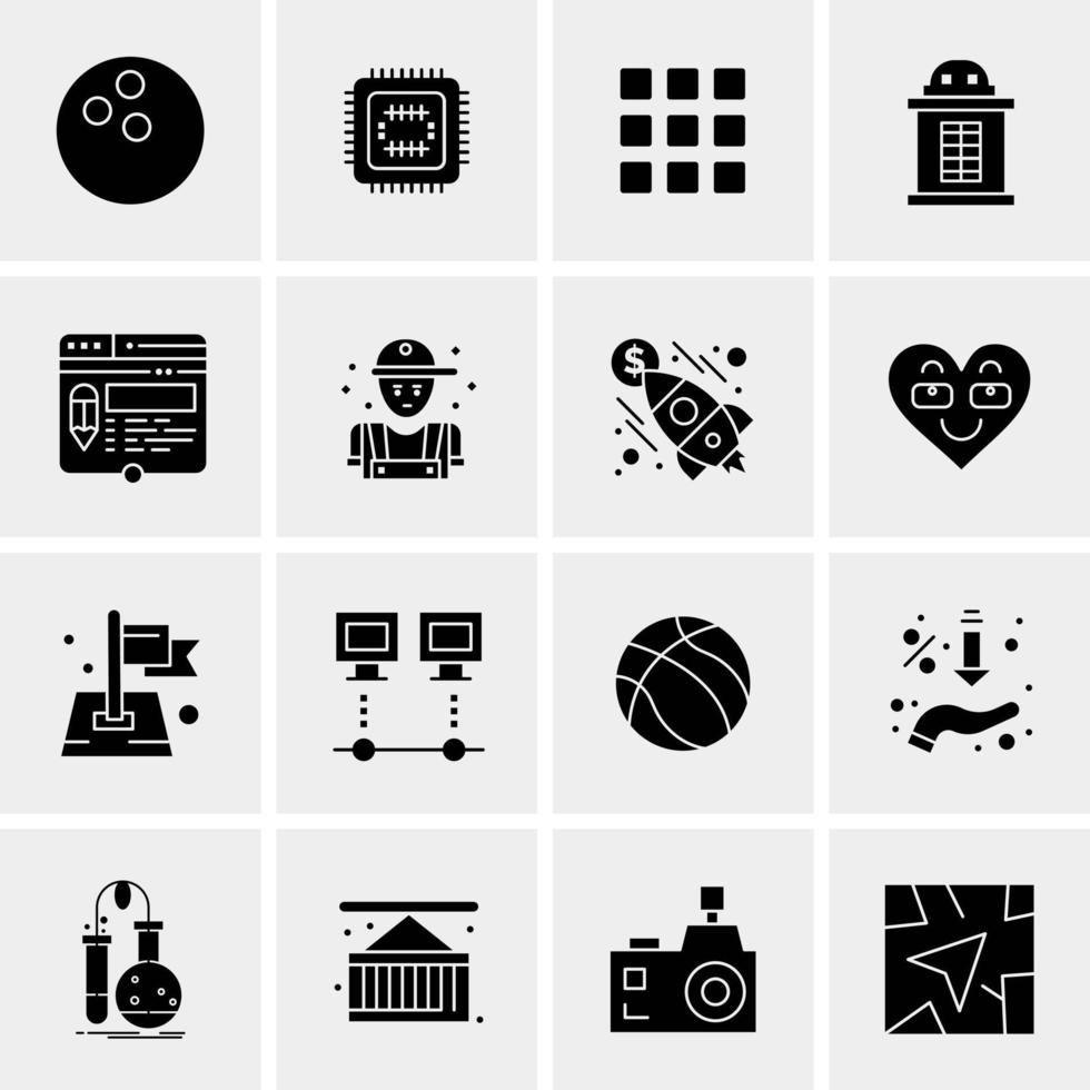 16 iconos de negocios universales vector ilustración de icono creativo para usar en proyectos relacionados con la web y dispositivos móviles