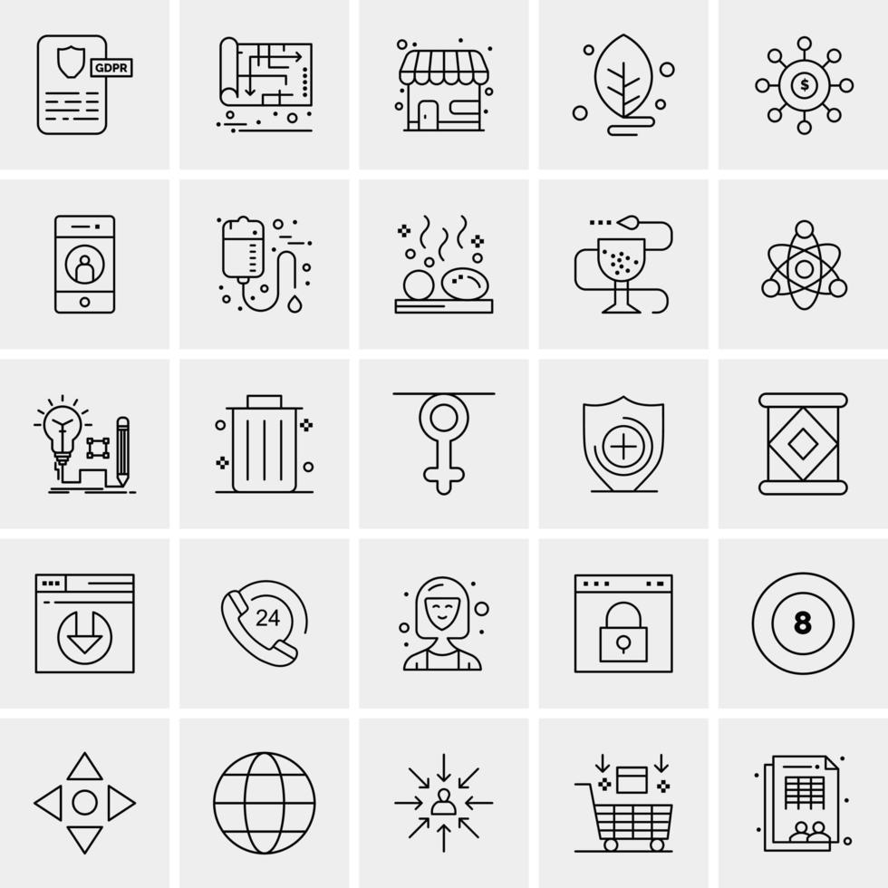 25 iconos de negocios universales vector ilustración de icono creativo para usar en proyectos relacionados con la web y dispositivos móviles