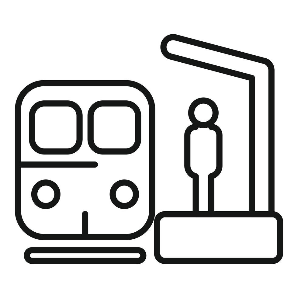 vector de contorno de icono de espera de pasajeros. transporte urbano