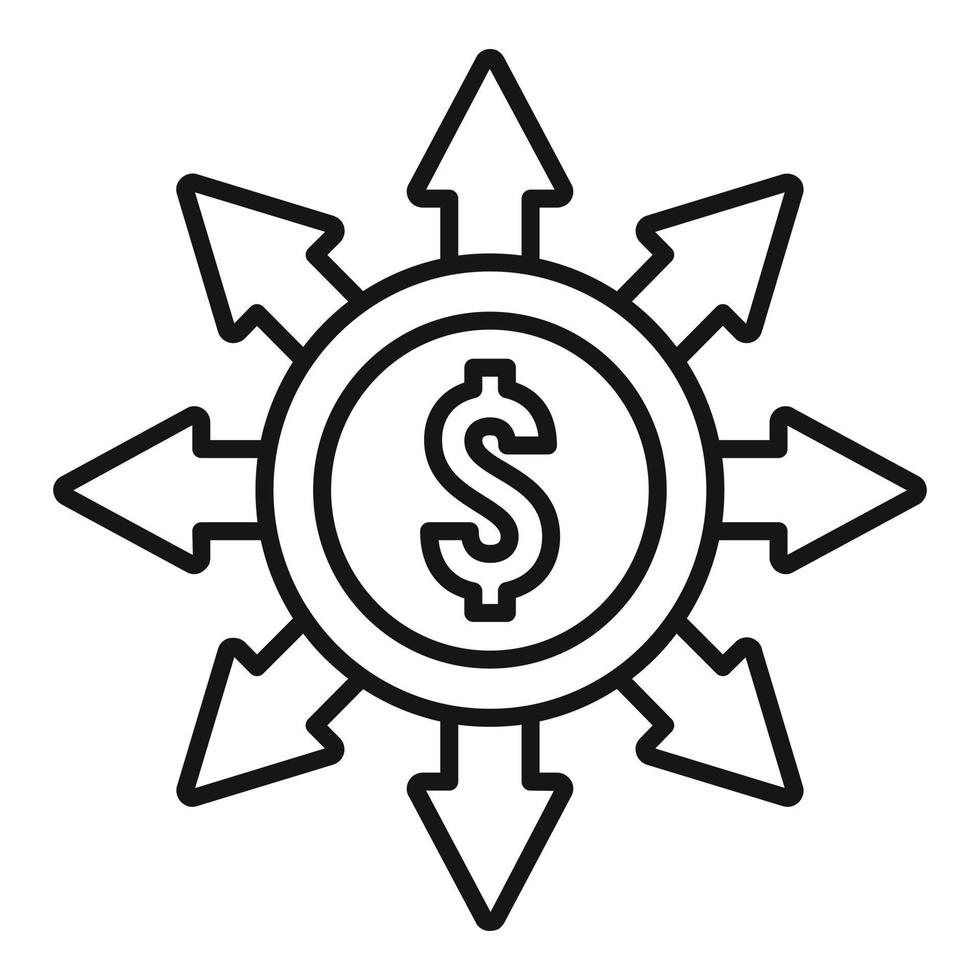 enviar vector de contorno de icono de dinero global. transferir dinero en efectivo