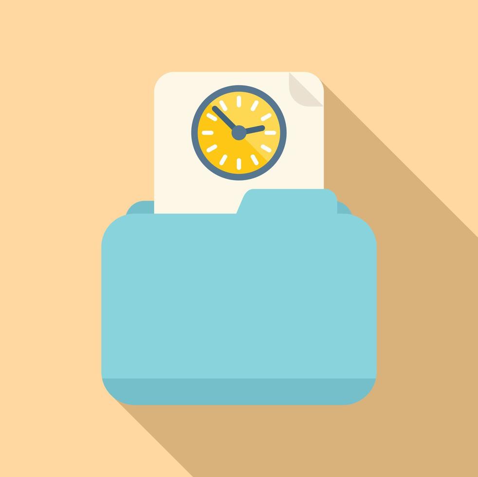 Folder clock icon flat vector. Work control vector