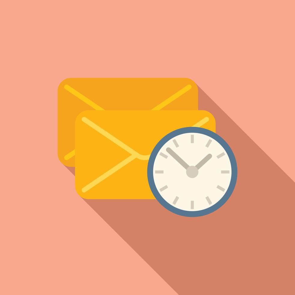 Mail time send icon flat vector. Clock project vector