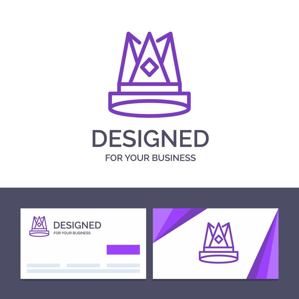 Creative Business Card and Logo template Crown King Empire First Position Achievement Vector Illustration