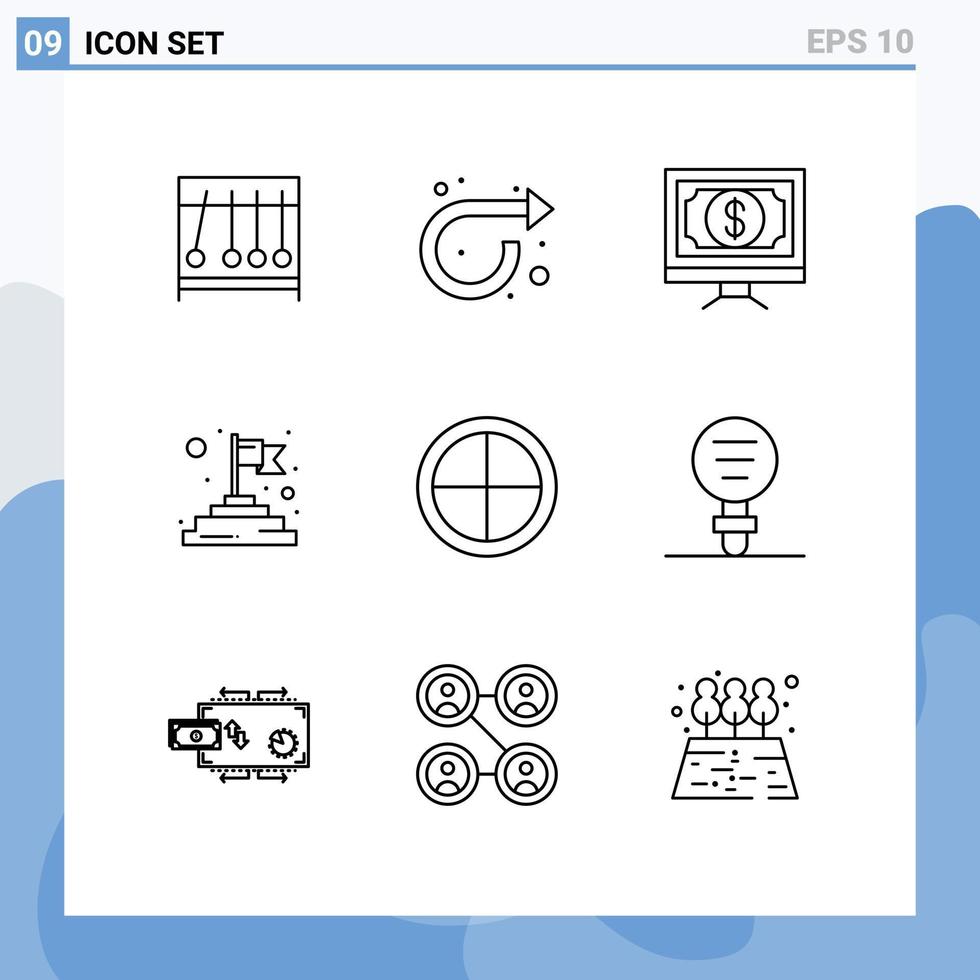9 Creative Icons Modern Signs and Symbols of door success bank flag pay Editable Vector Design Elements