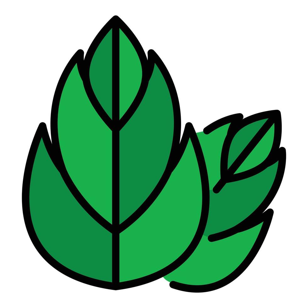 Two three segmented leaves icon color outline vector