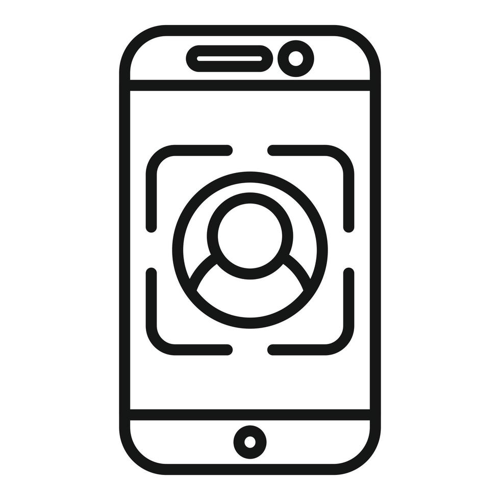 vector de contorno de icono de audiencia de teléfono inteligente. objetivo digital