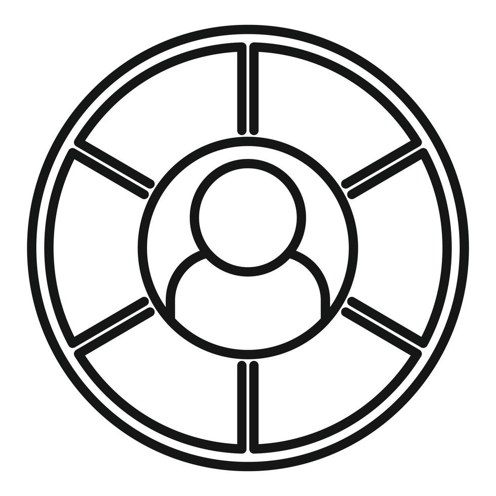 Pie chart segment icon outline vector. Market target vector