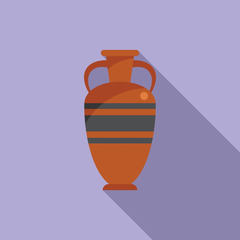 Clay amphora icon flat vector. Greek pot vector