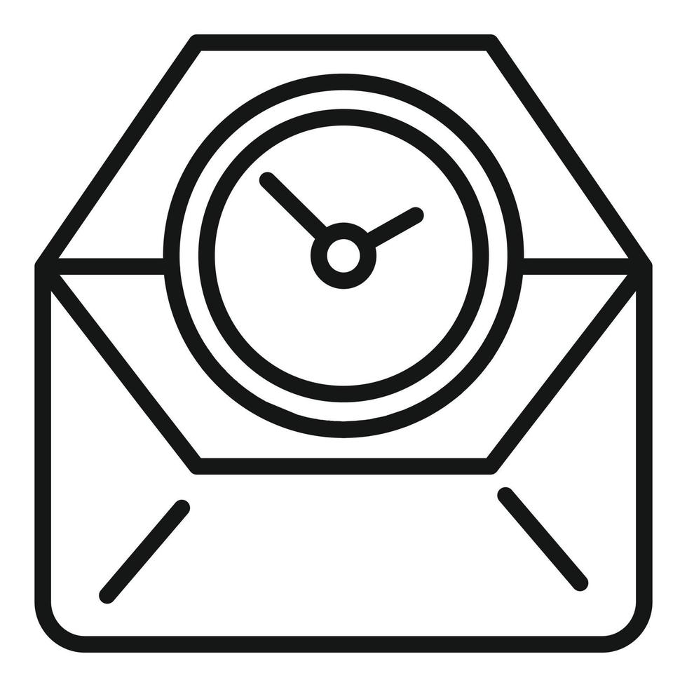 vector de contorno de icono de hora de trabajo de correo. tiempo de oficina