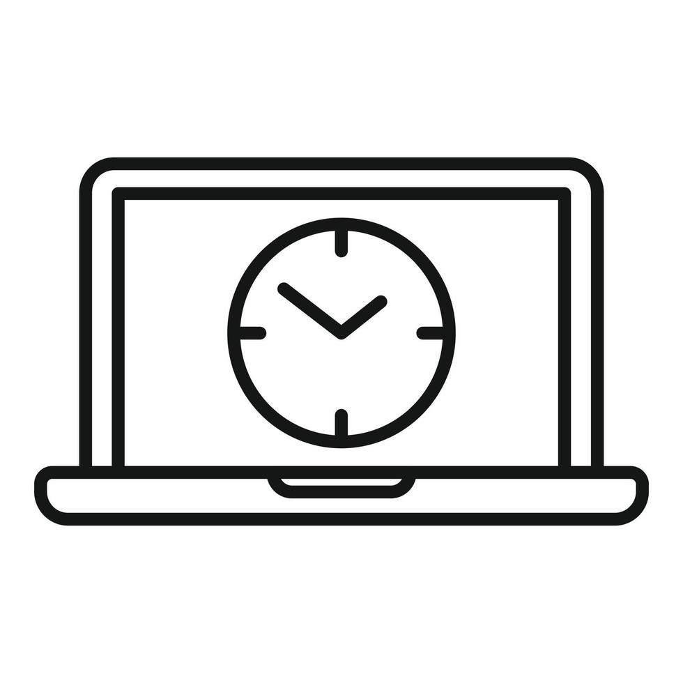 Laptop work hours icon outline vector. Office time vector