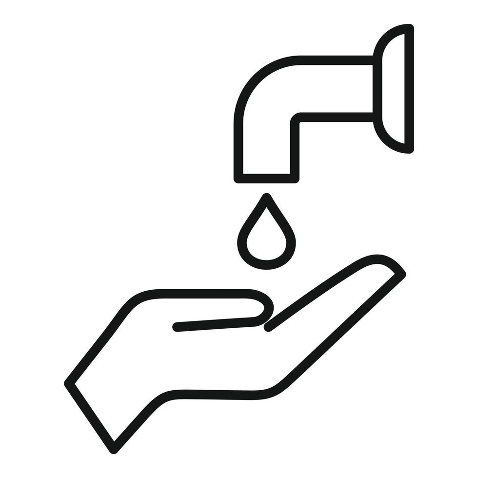 vector de contorno de icono de inodoro de grifo de agua. baño wc