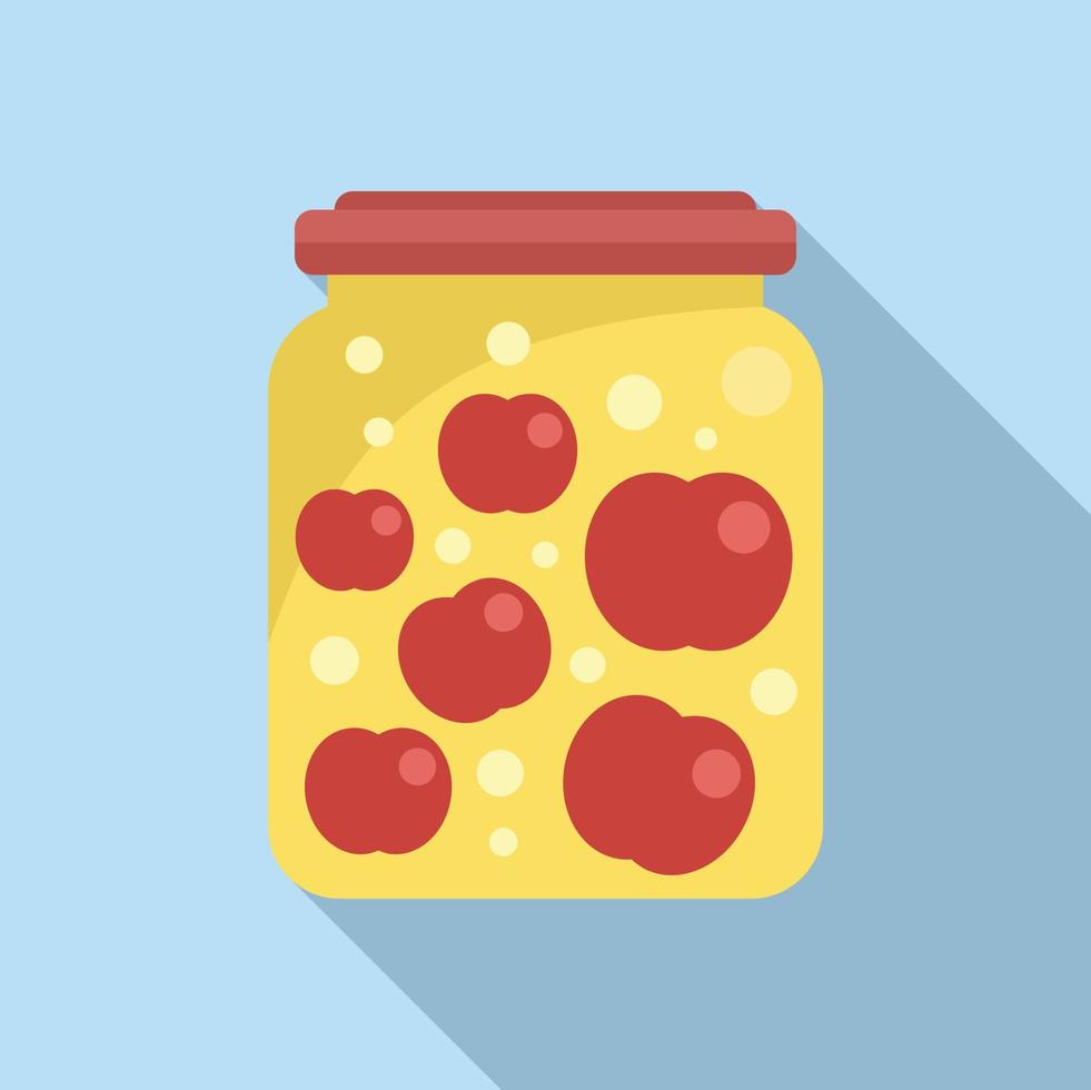 Canned apple icon flat vector. Food pickle vector