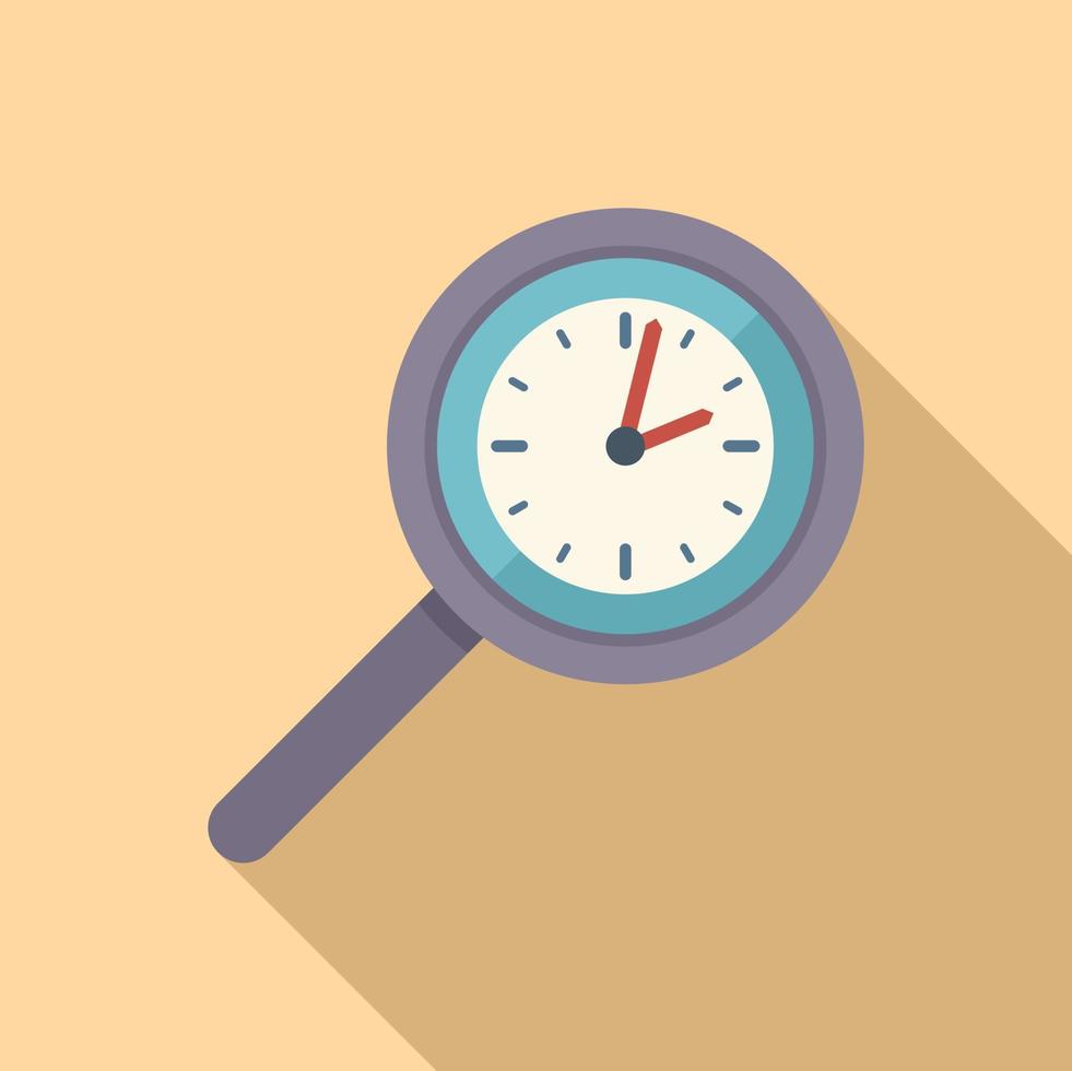 Work magnifier icon flat vector. Flexible time vector