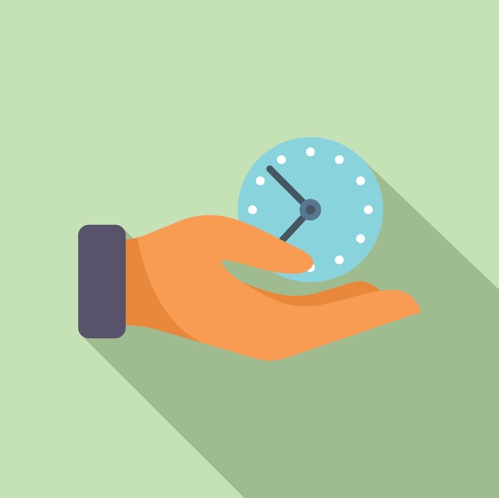 Keep work hour icon flat vector. Office time vector