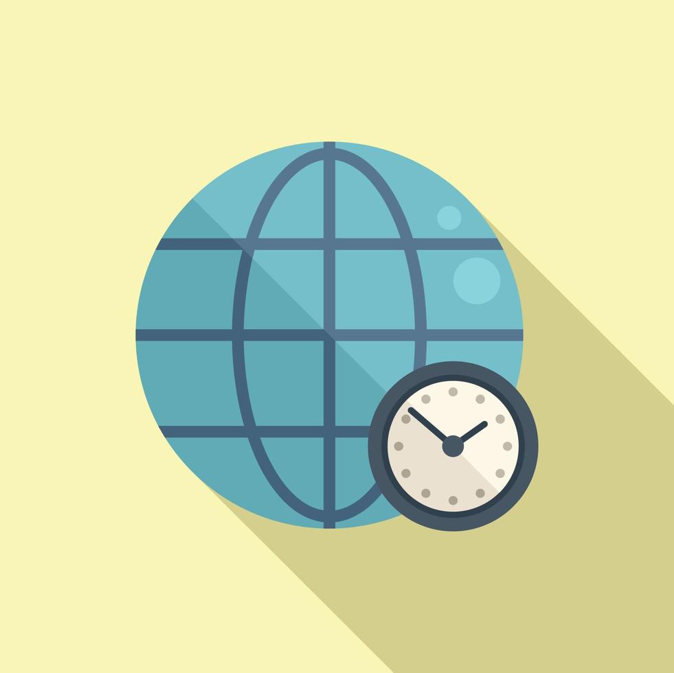 Global flexible time icon flat vector. Office worker vector