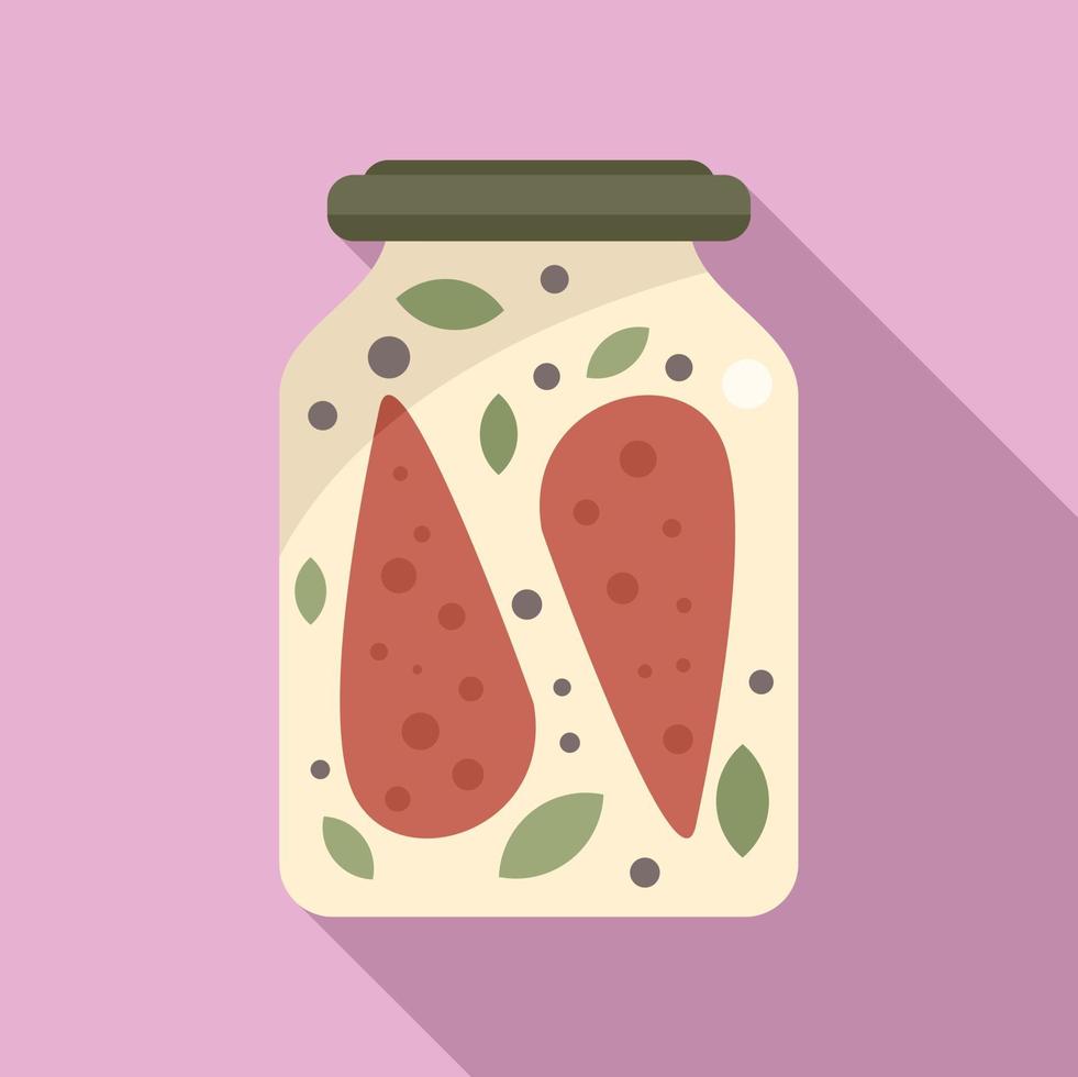 vector plano de icono de tarro de zanahoria en escabeche. comida de vidrio