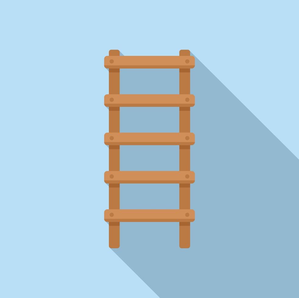 Worker ladder icon flat vector. Wood stand vector