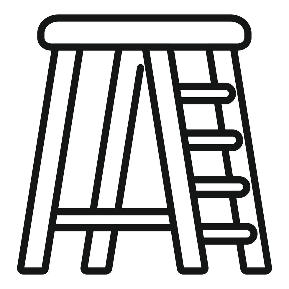 Ladder tool icon outline vector. Wood stair vector