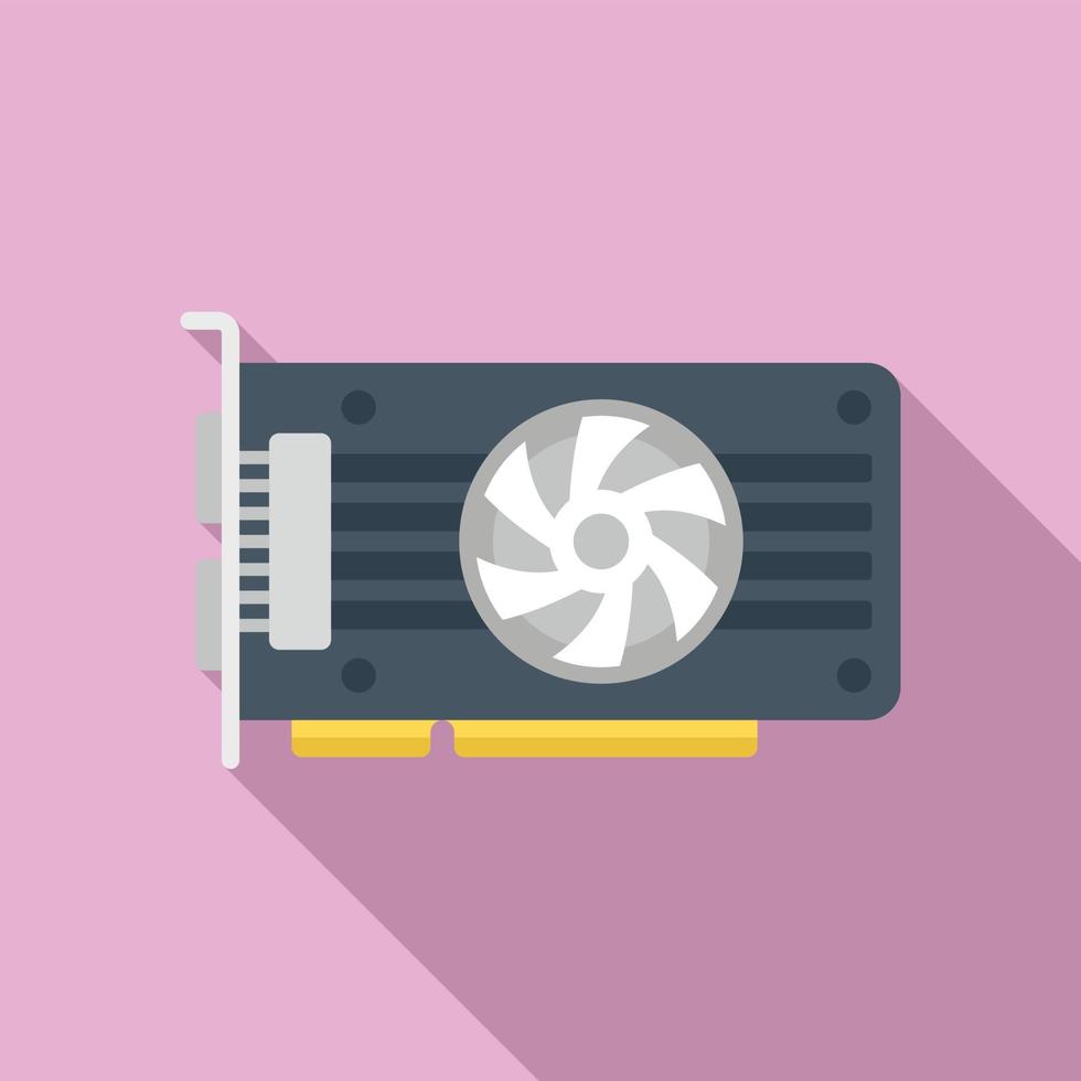 Cpu video card icon flat vector. Computer gpu vector