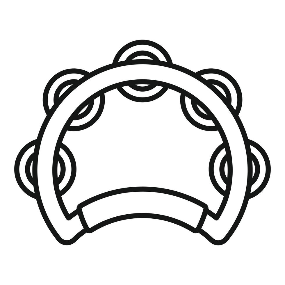 Leather tambourine icon outline vector. Music drum vector