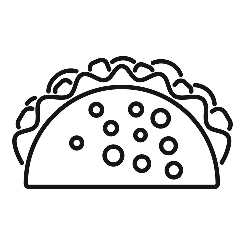 vector de contorno de icono de taco lindo. comida mexicana