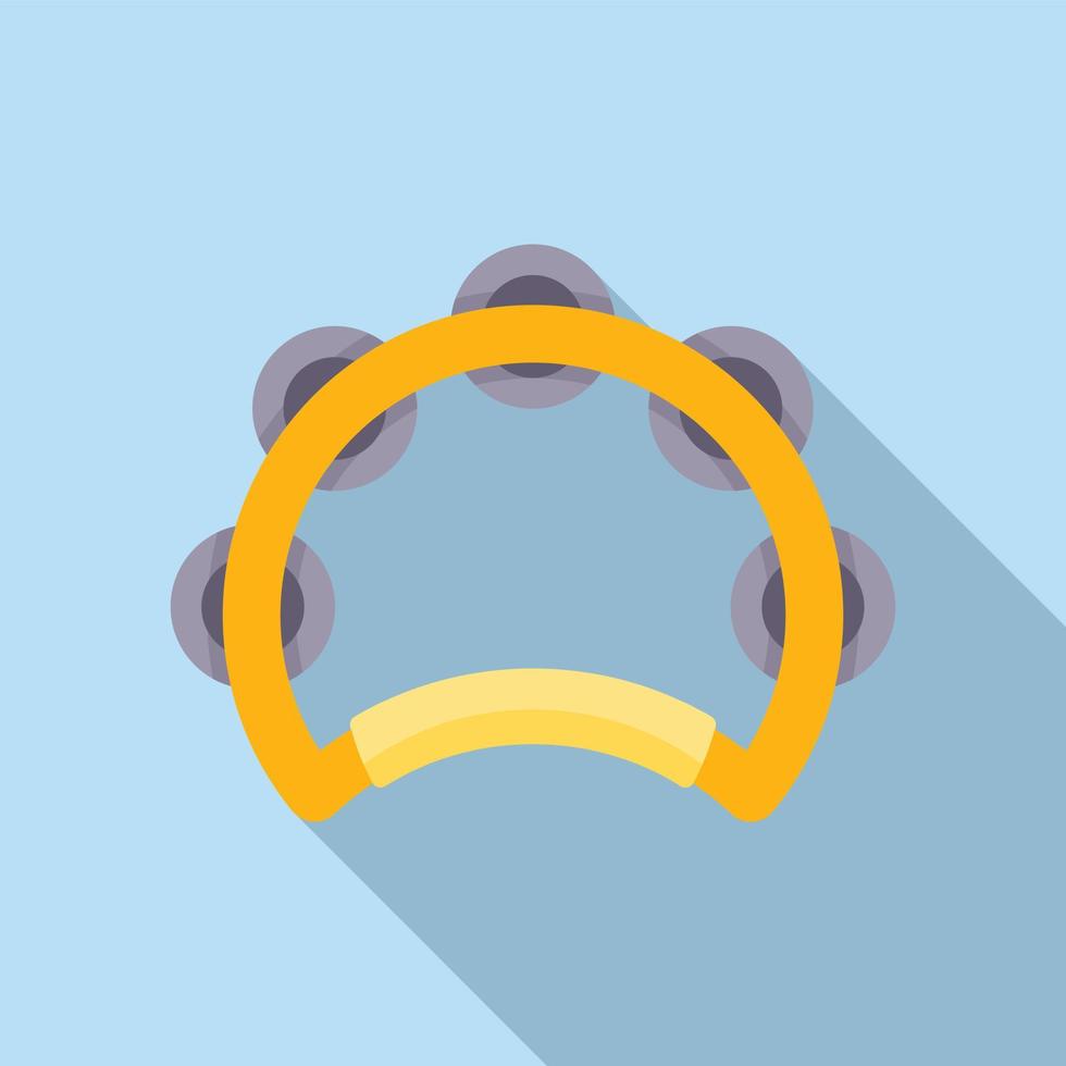 Leather tambourine icon flat vector. Music drum vector