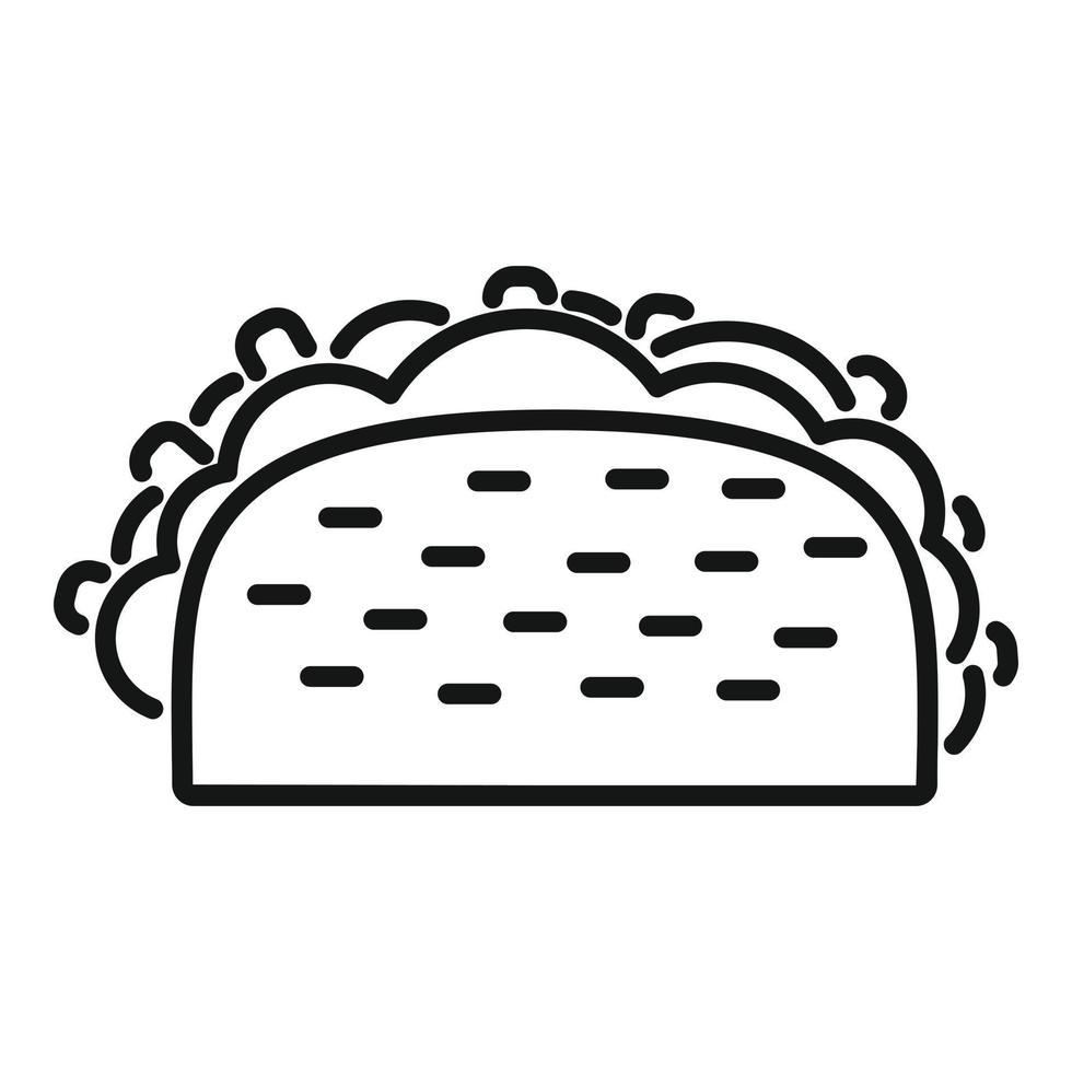 vector de contorno de icono de desayuno de taco. comida mexicana