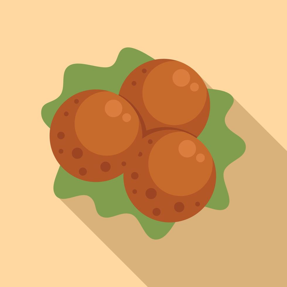 vista superior falafel icono vector plano. cocinando comida