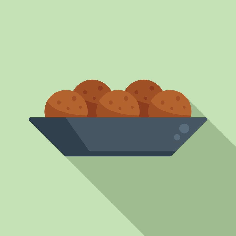 Falafel ball icon flat vector. Cooking plate vector