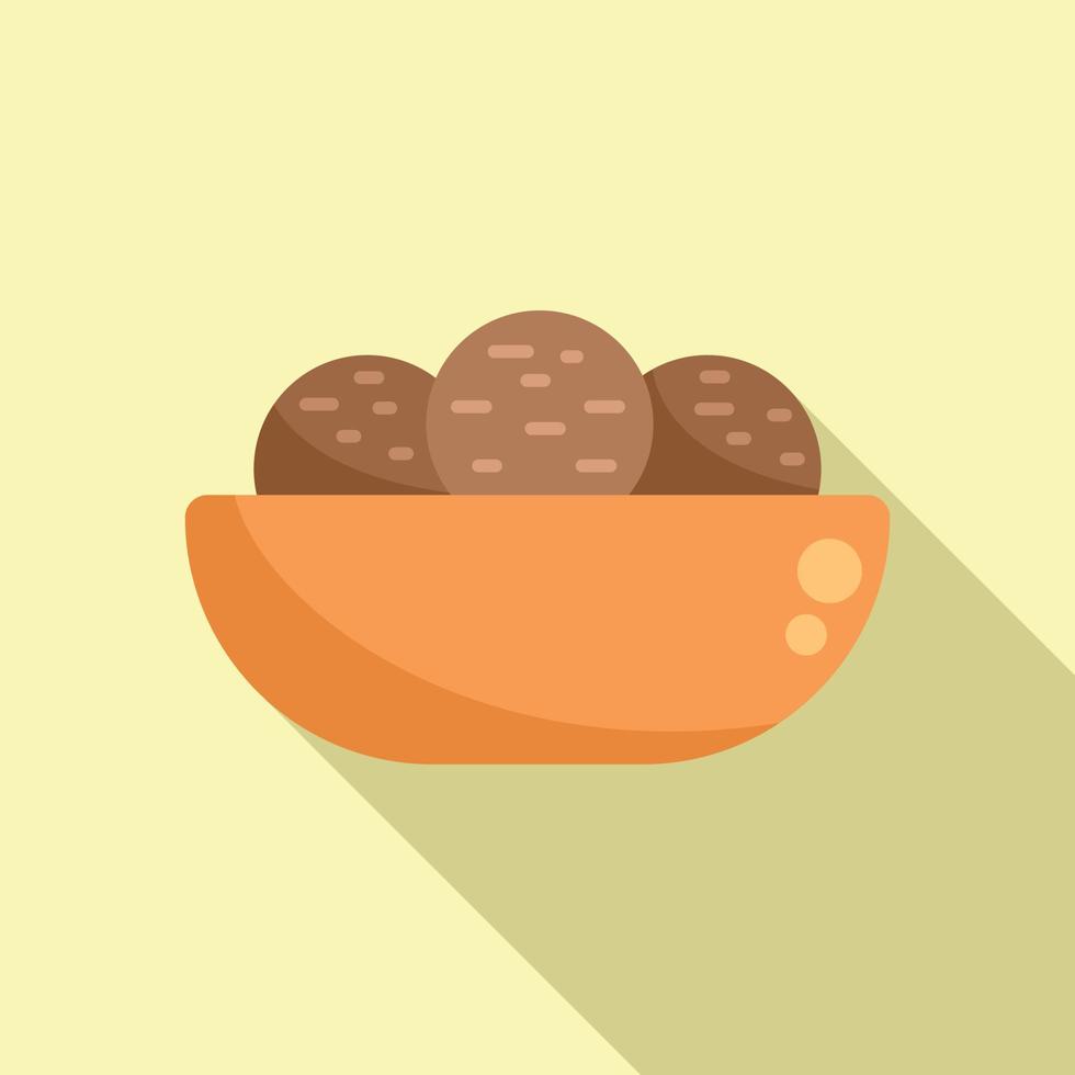 icono de placa de falafel vector plano. bola de cocina