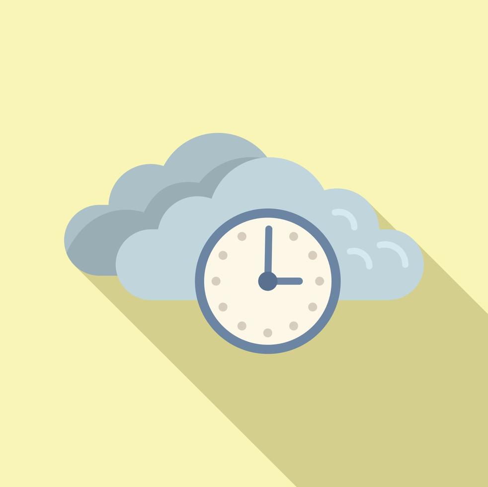 vector plano de icono de hora de nube de trabajo. tiempo de oficina