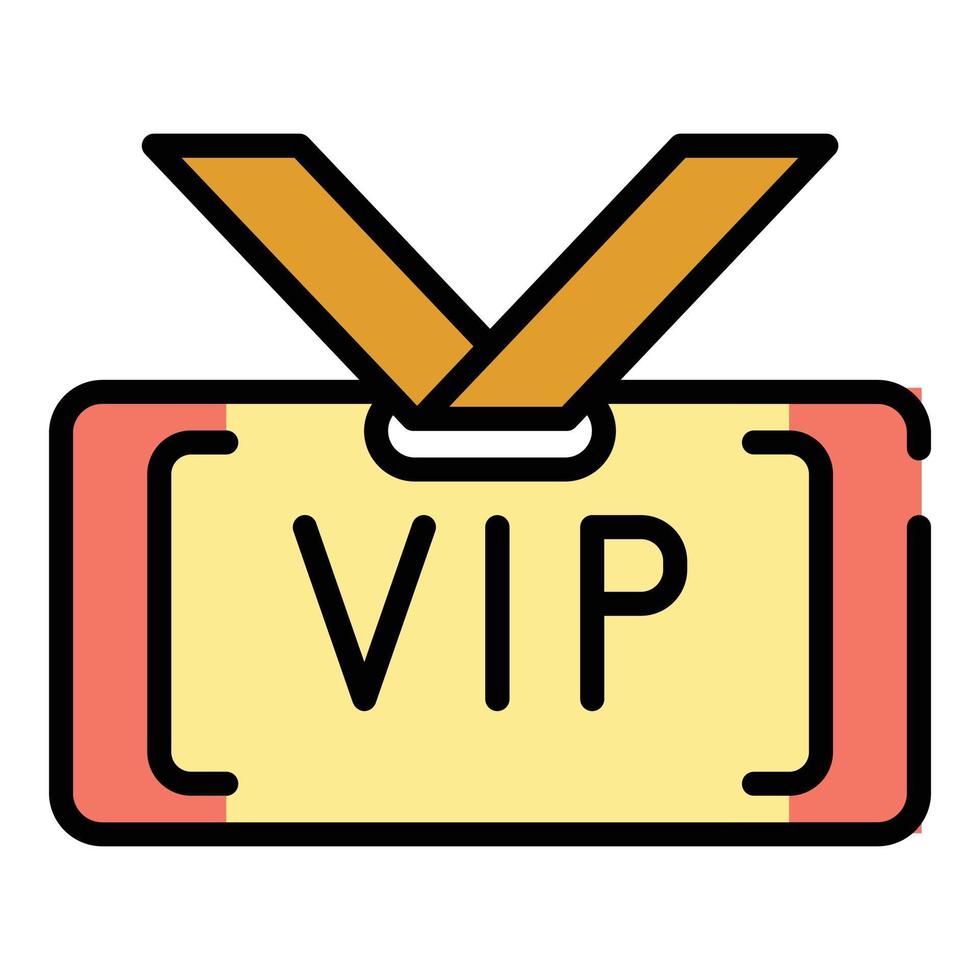 VIP badge icon color outline vector