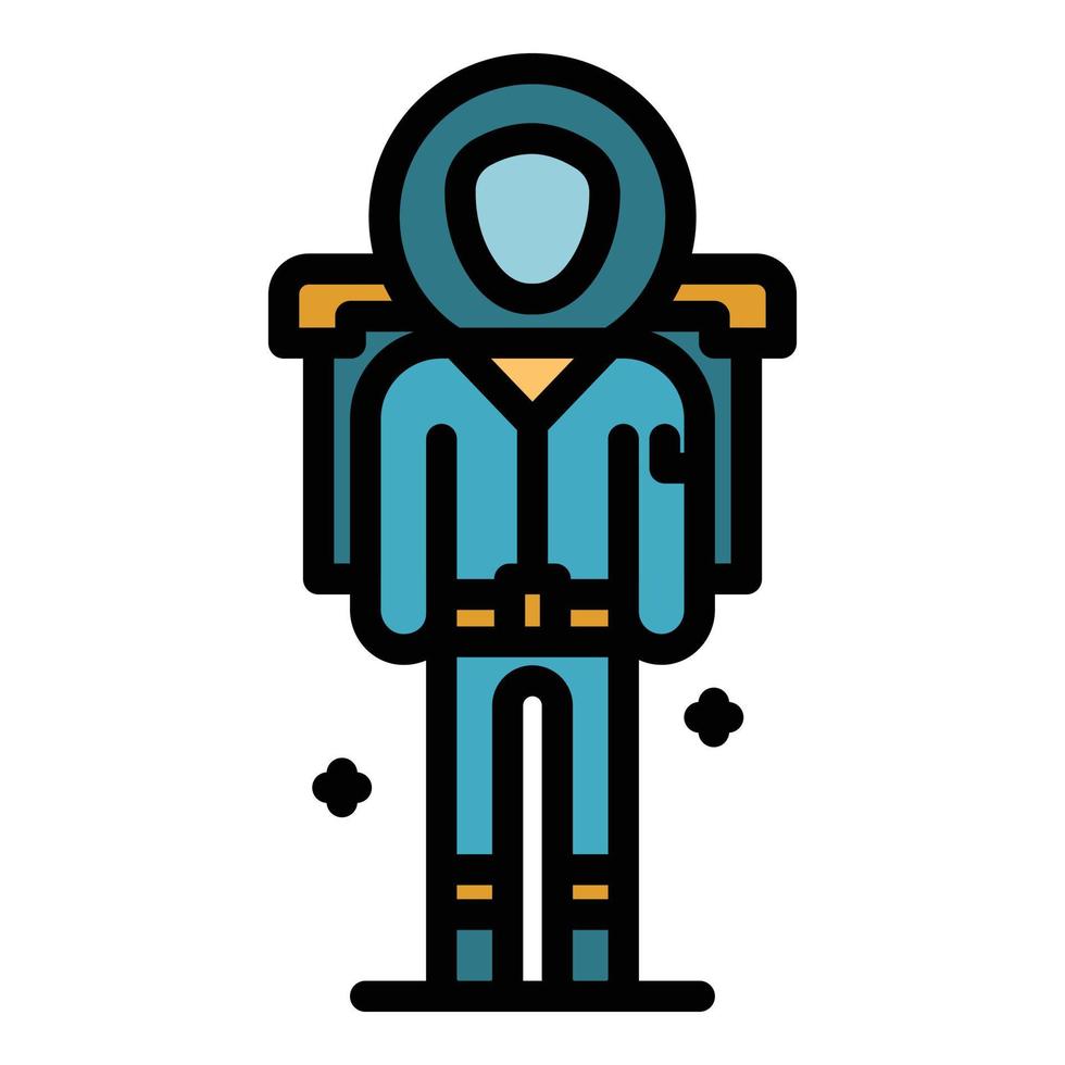 astronauta en pleno crecimiento icono color contorno vector