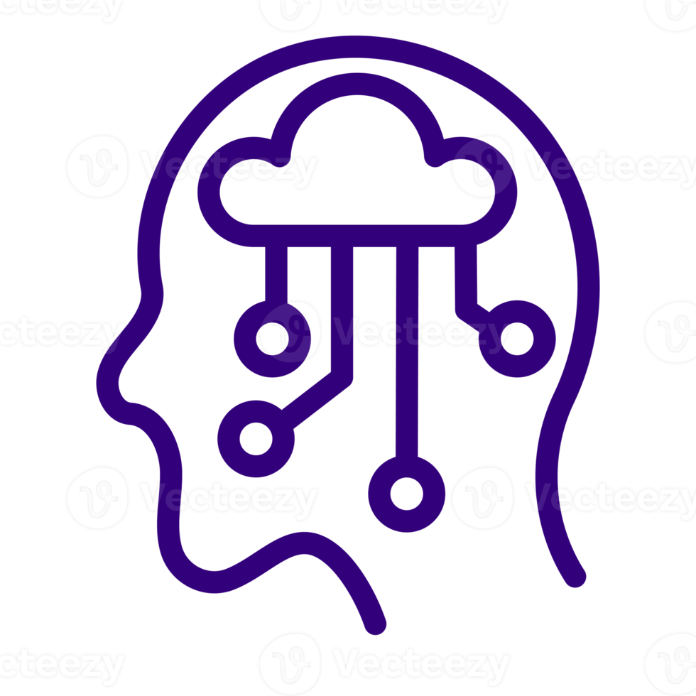 huvud med hjärna ikon design för artificiell intelligens teknologi tema png