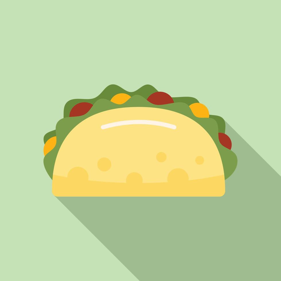 Cooked taco icon flat vector. Mexican food vector