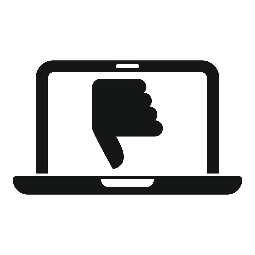 Laptop dislike icon simple vector. Social media vector